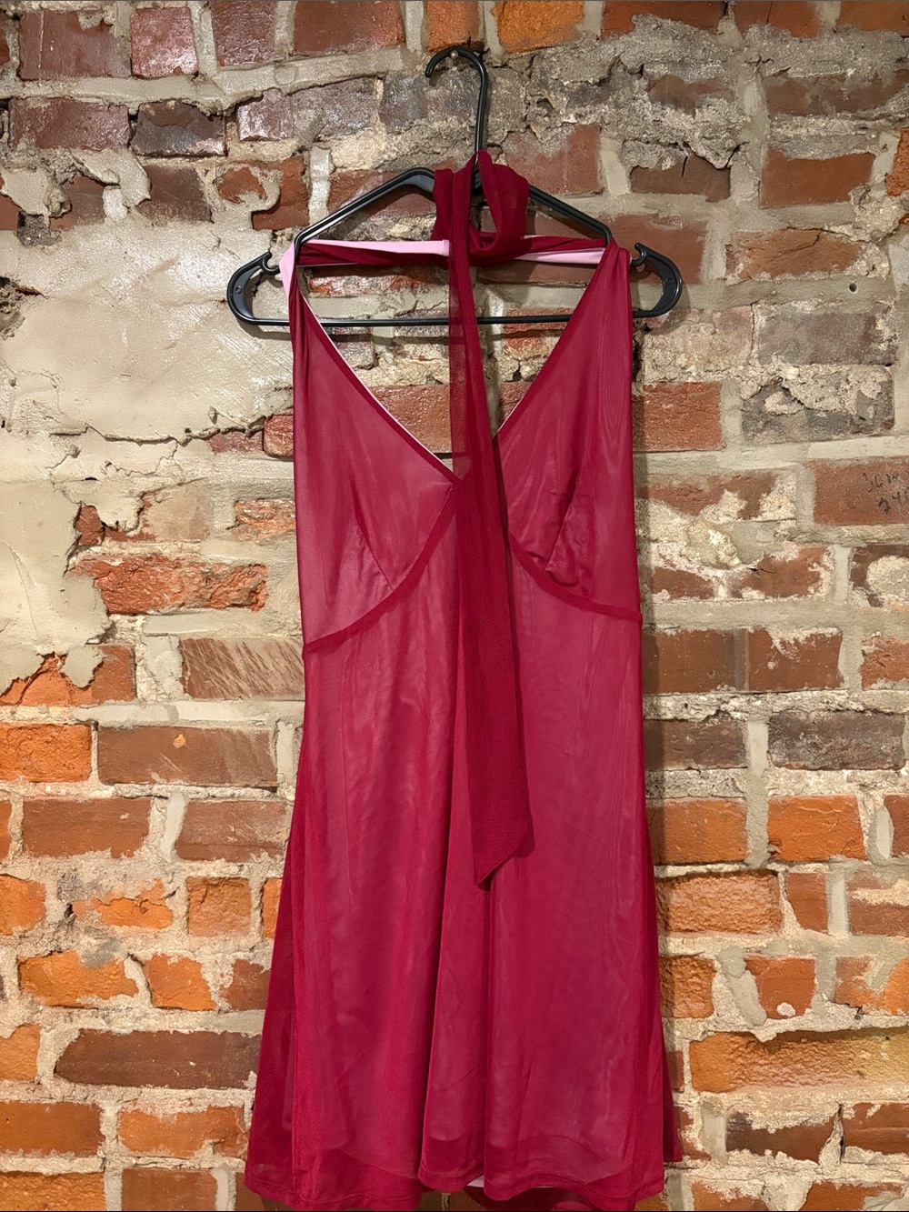 wild fable Sheer Halter Mini Dress in Deep Pink